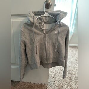Hotworx grey cropped zip up hoodie